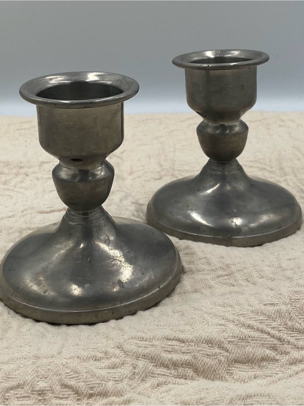 Vintage Pewter Candle Holders - Set of 2